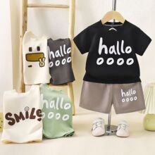 儿童夏装短袖套装夏季男童女童中小童运动外穿五分裤短裤两件套