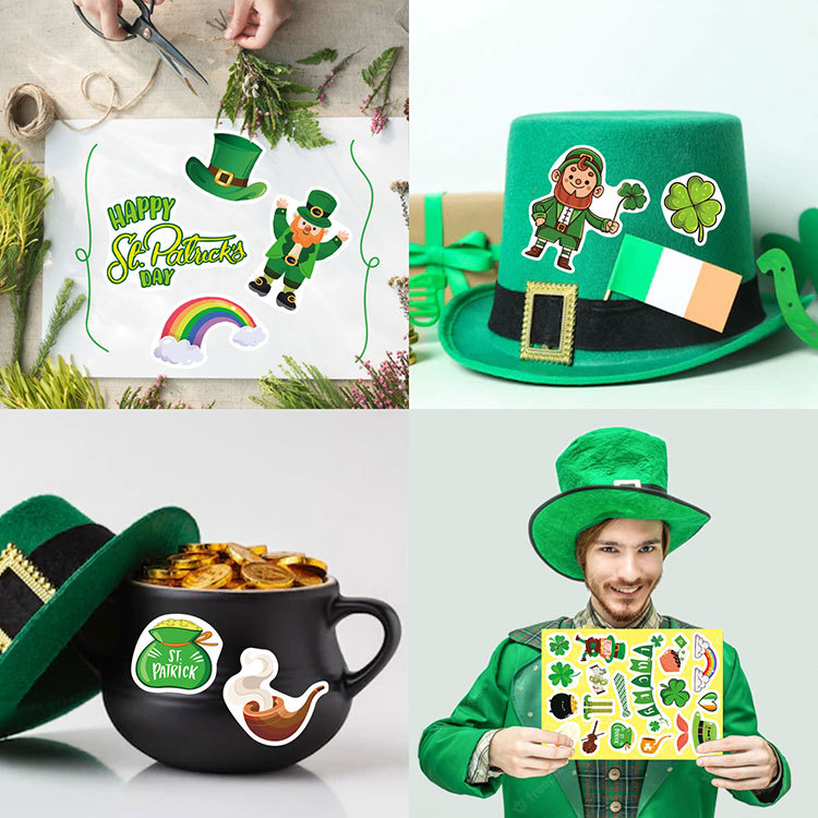 Día de San Patricio los niños etiqueta engomada del sobre trébol pegatina artesanía scrapbook decoración suministros