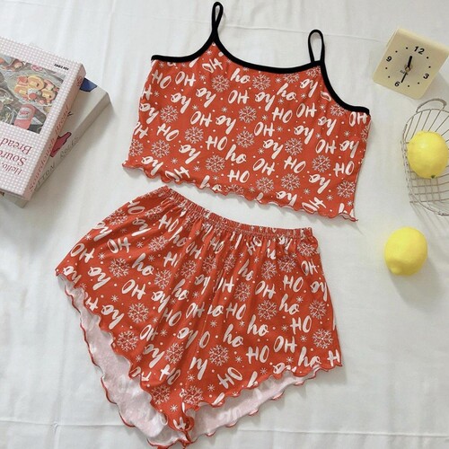 Cross-border European and American thin sleeveless vest top with straps, shorts, loungewear two-piece set, women's pajamas