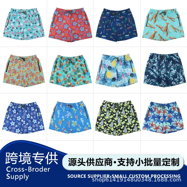 European and American Swimming Trunks Men's Summer Waterproof Quick-Drying Lined Swimming Three-Point Shorts Home Sports Fitness Sea Beach Pants