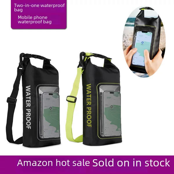 Amazon popular 2L waterproof bag PVC swimming waterproof bag outdoor crossbody bag large capacity mobile phone waterproof bag