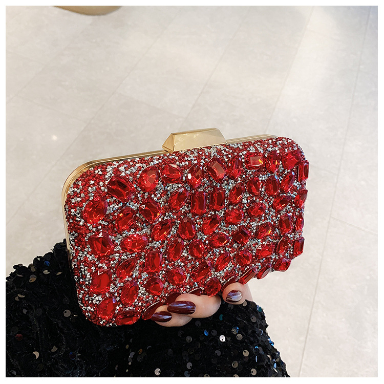 New cross-border full-diamond shiny bags, diamond-encrusted clutch bags, dinner bags, wedding banquet bags, party bags, small square bags and women's bags undefined