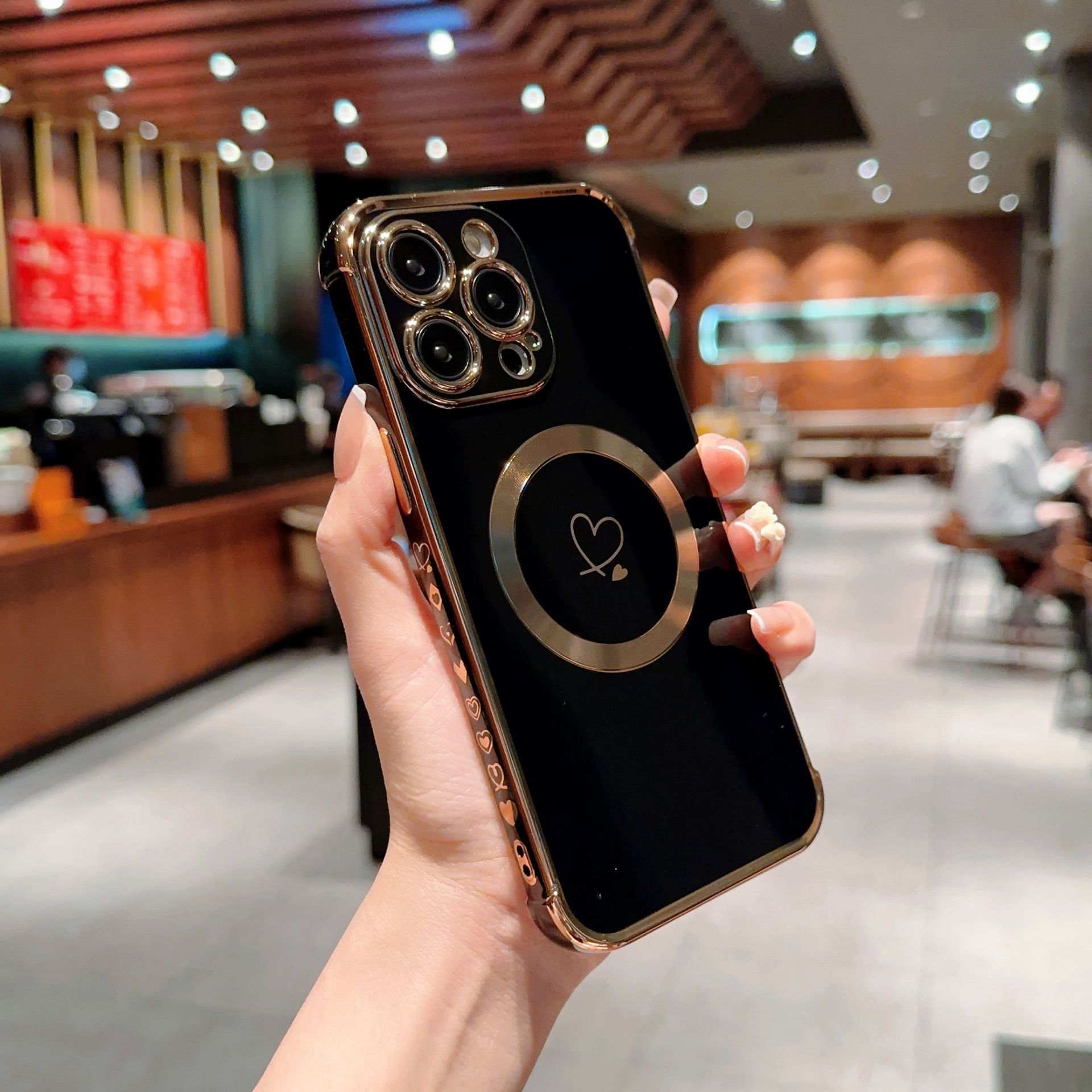 Magnetic Electroplated Double Heart Phone Case For Iphone 17_voghion.com