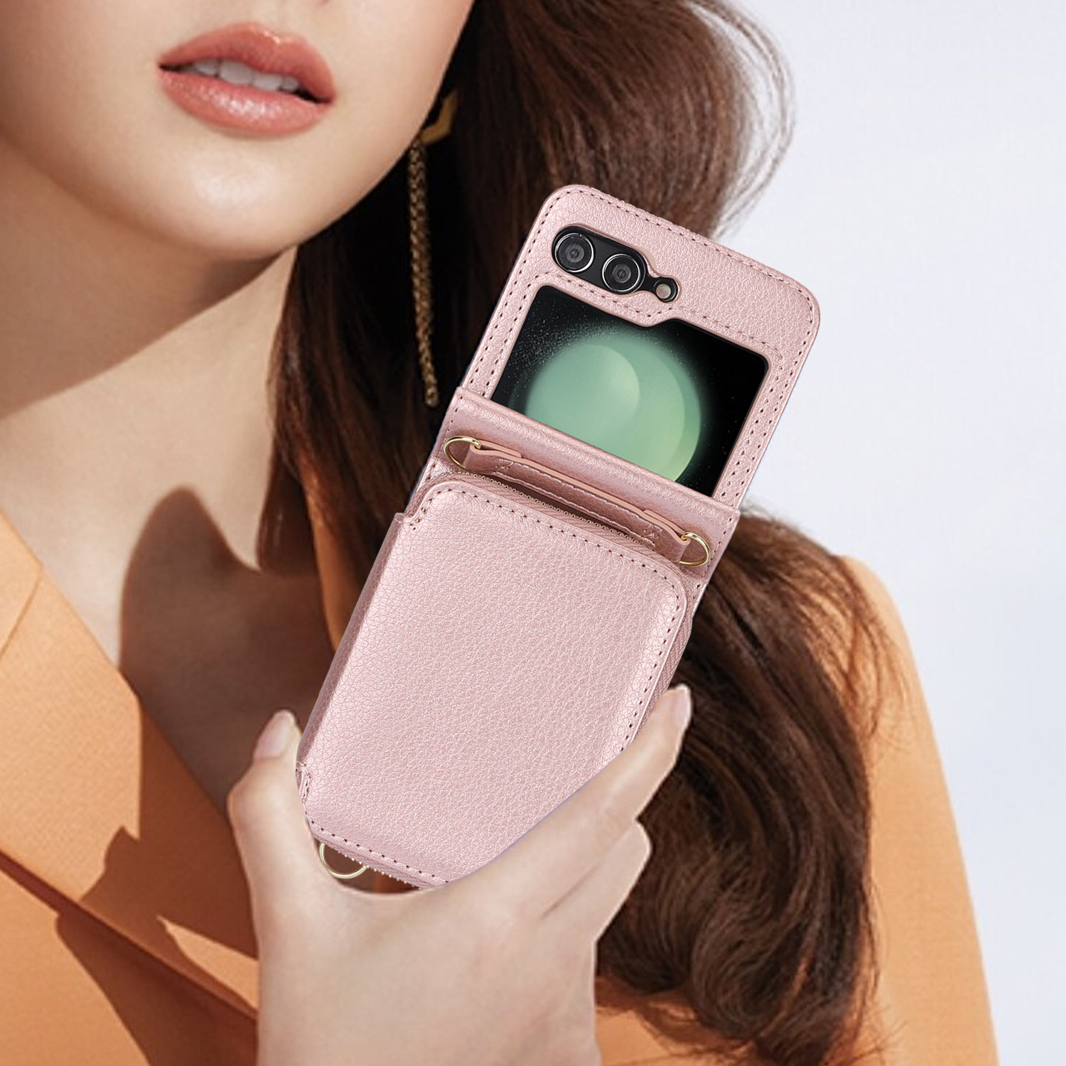 Funda plegable para teléfono móvil Flip7 Funda de cuero para bolsa con cremallera ZFlip6 Funda protectora Moto50 funda creativa para teléfono móvil