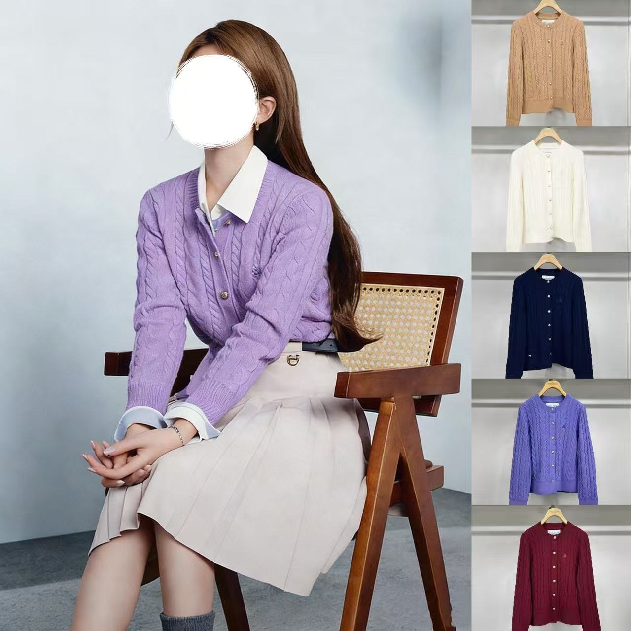 针织衫2025秋季新款休闲圆领毛衣经典单排扣绞花宽松百搭外套上衣