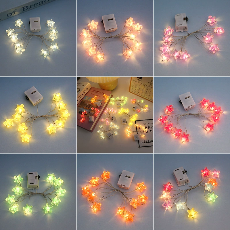 Светодиодные фонари медный провод небольшая струнная лампа подарочная коробка цветы декоративные пятизвездочная звездная лампа сетка красная спальня декоративная лампа девушка сердце