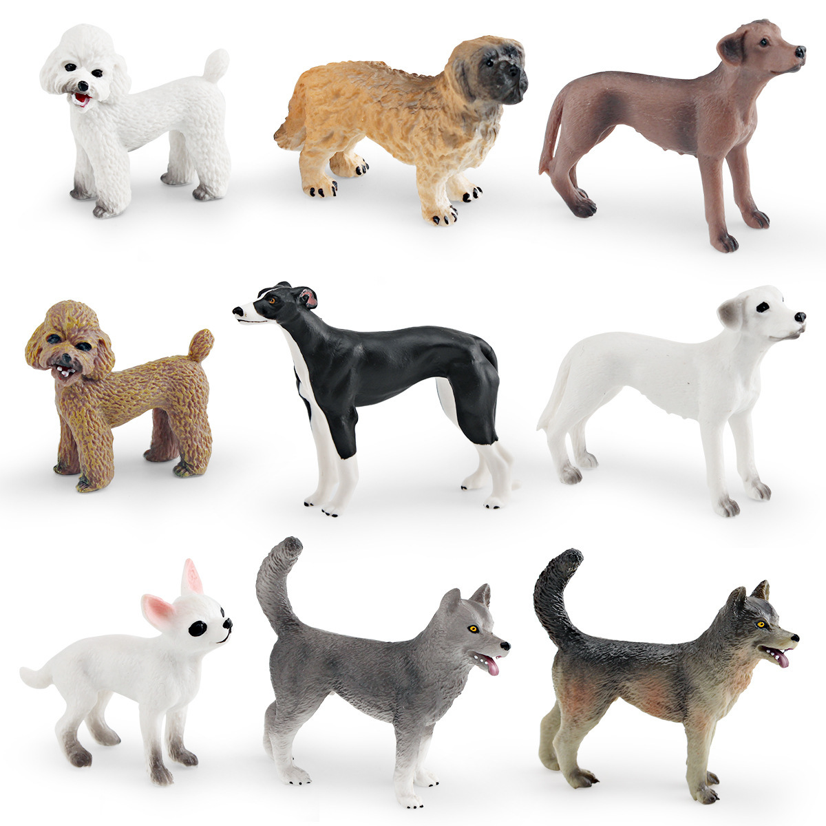 Exportación transfronteriza de simulación de perros de mascota modelo de perro de madera sólida grande Dobin Dorado Mesa Juguetes de decoración estática