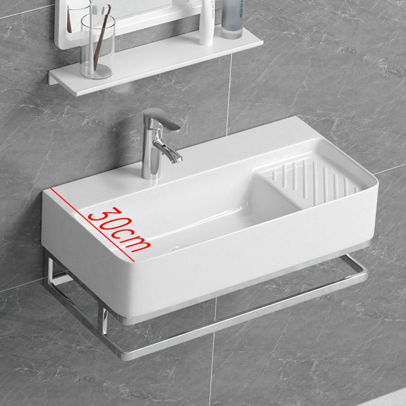 Small-Sized Washbasin for Narrow Corners, Wall-Mounted Washbasin, Compact Mini Narrow-Edge Ceramic Bathroom Sink