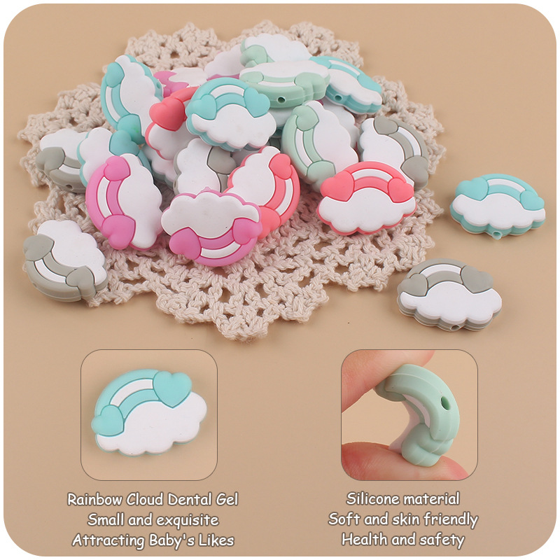 Nuevo bebé suministros de dibujos animados nube Arco Iris mordedor creativo bebé molar pezón cadena anti-caída cadena Accesorios