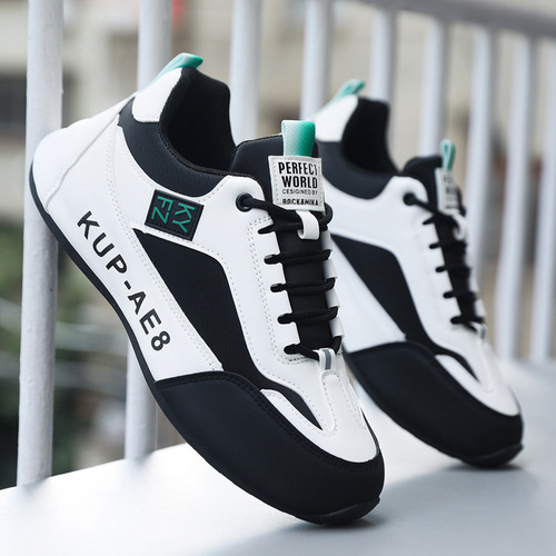 New versatile men's shoes, comfortable and lightweight, men's leather surface casual sports shoes, soft soles, built-in height sports shoes