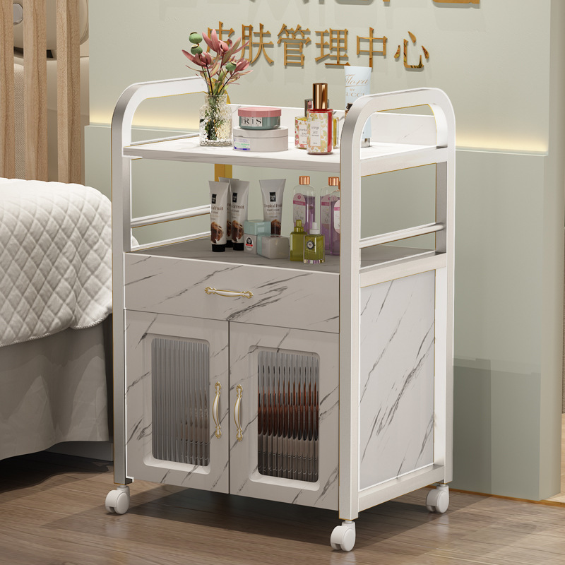 화이트 선반 + 마블 패턴 서랍 + 레인보우 유리 캐비닛 - 공식 표준 세트 - 50x33x83cm☆☆