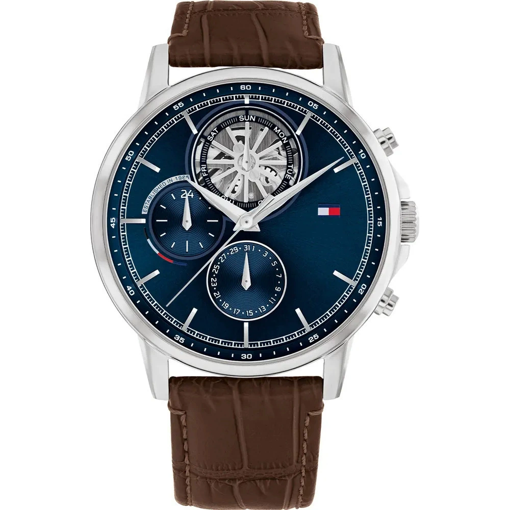 Американские мужские часы Tommy Hilfiger коричневые из кожи Tommy Brown Leather Hilfiger/1710605/1710629/1710609