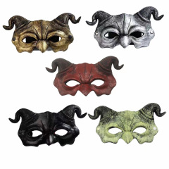 ハロウィーンpu発泡曲げ羊角悪魔頭蓋骨半顔マスクカーニバルパーティー化粧舞踏会衣装道具