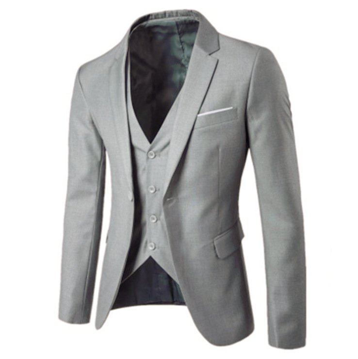 Traje casual de negocios de los hombres traje de color sólido no planchar traje pequeño estilo británico caballero chaqueta de oeste de los hombres ropa casual profesional