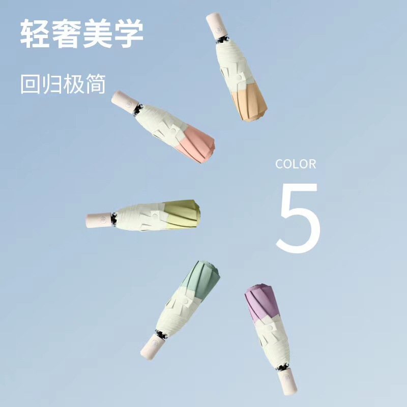 Cross-Border New Style Japanese and Korean Simple Style High-End 70% off Fold Automatic Umbrella Creative Fresh Sun Umbrella Advertising Umbrella