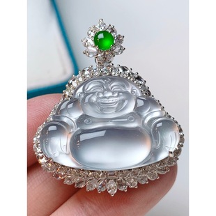Burmese Jadeite Ice Type Ice Transparent Buddha Pendant Burmese Jadeite Treated Inlaid Glass Type Jade Buddha Pendant Pendant