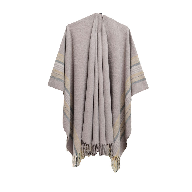 Women's Simple Style Stripe Polyester Tassel Shawl display picture 3