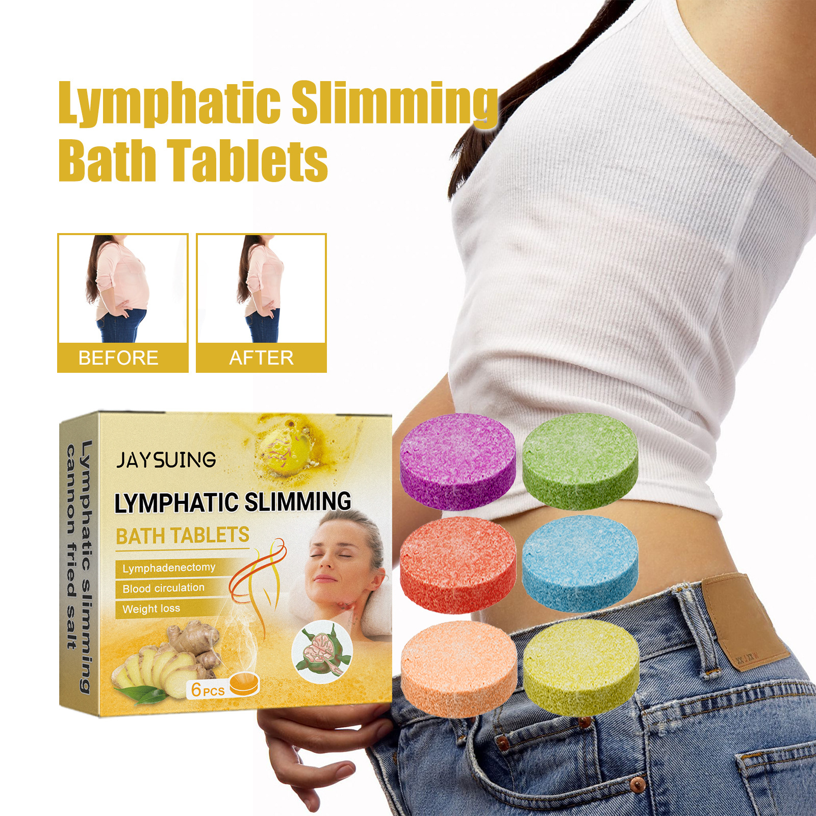 Jaysuing Shaping Bath Tablet Firms the Body Skin, Slimming, Repairs Lymphatic Swelling, and_voghion.com