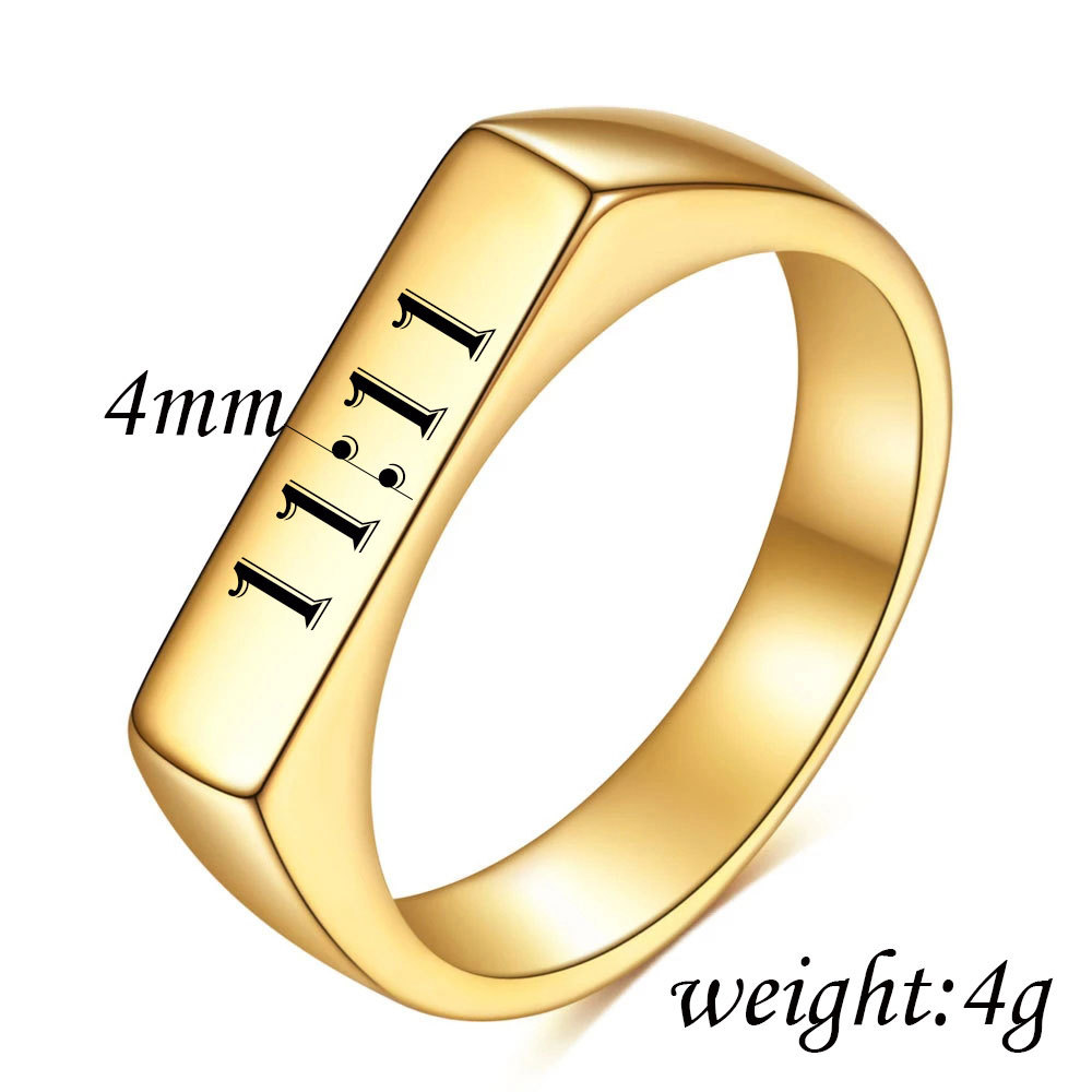 Simple Style Geometric Number Titanium Steel Plating Rings 1 Piece
