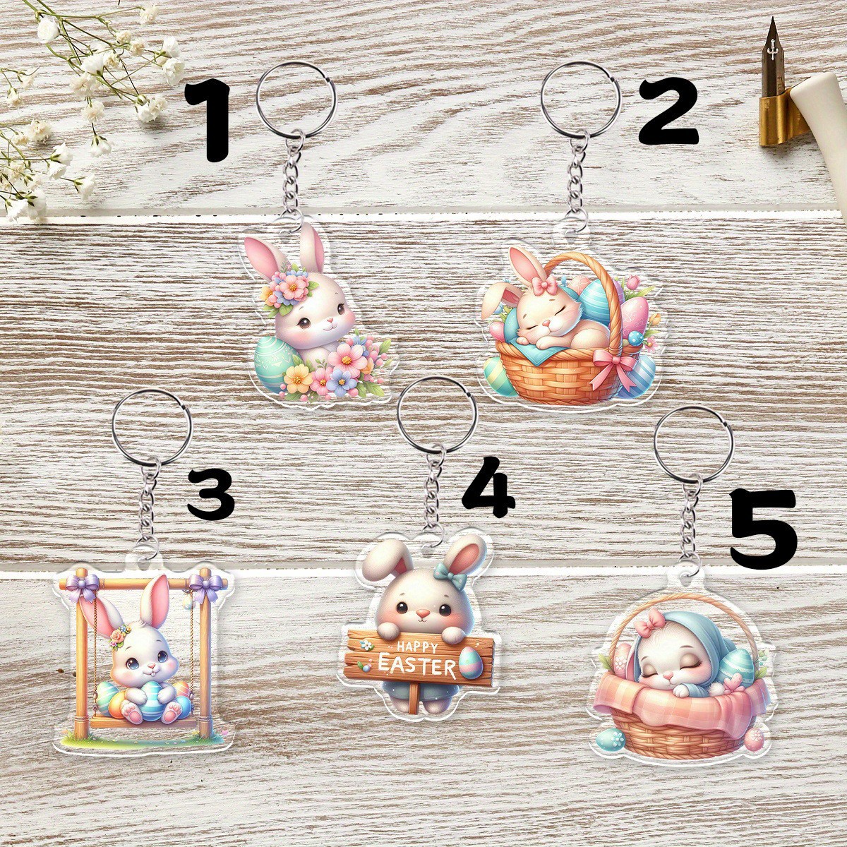 Colgante feliz conejo de Pascua transfronterizo colgante acrílico llavero móvil bolso coche decoración colgante