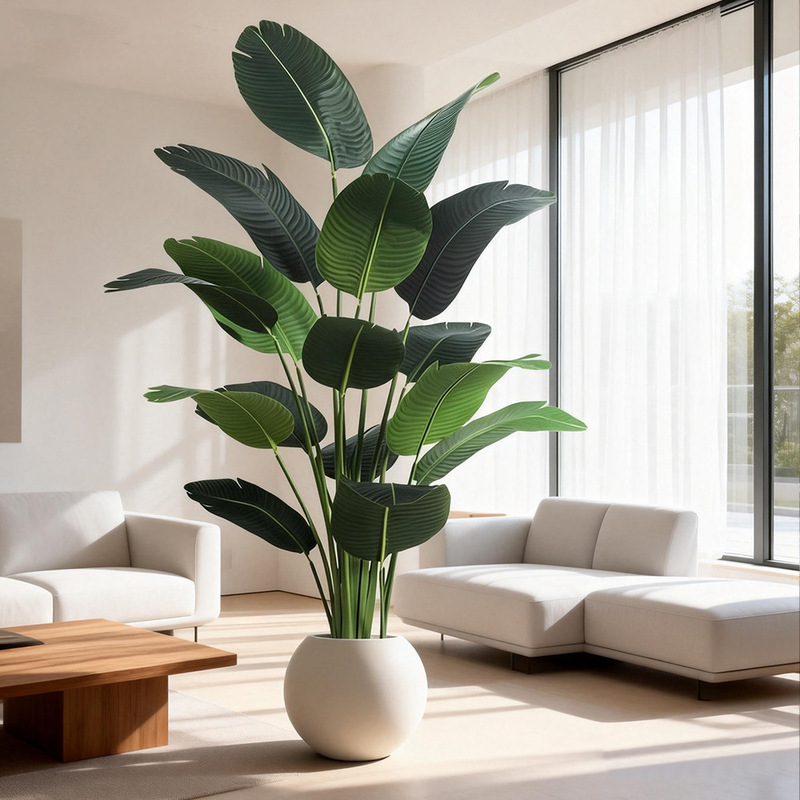 High-End Large-Scale Artificial Green Plant Decoration for Living Room, Artificial Flower and Tree Floor-Standing Ornament for Export