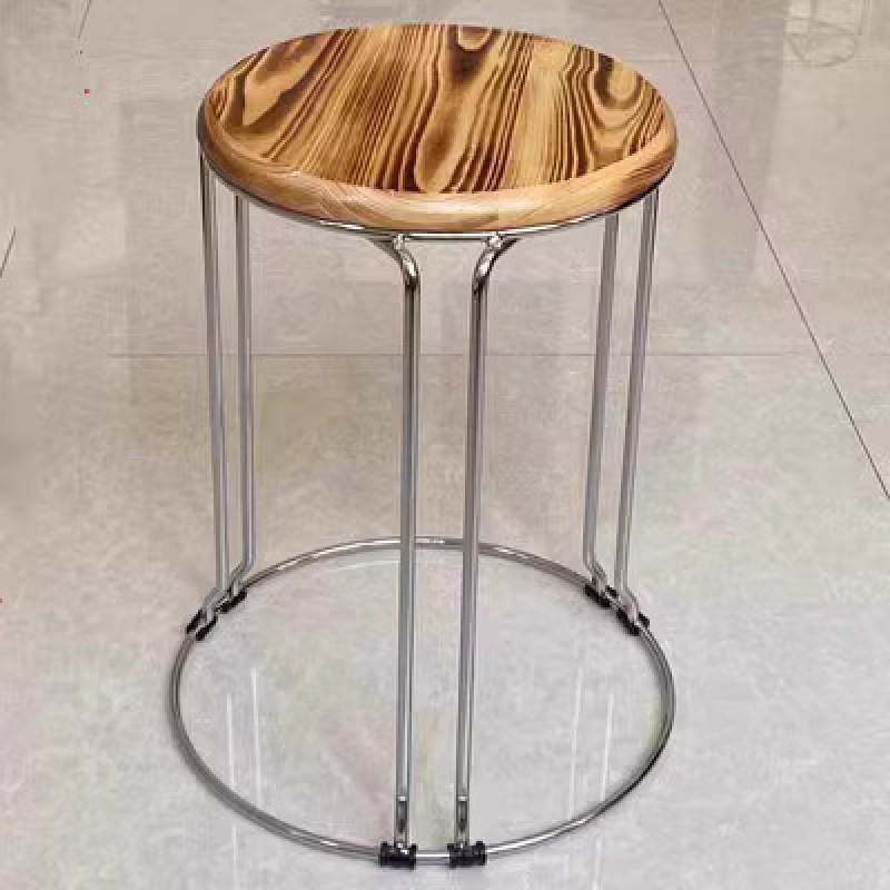 Taburetes redondos de madera sólida taburetes de acero inoxidable taburetes caseros apilables taburetes de hierro forjado dormitorio taburetes de comedor para adultos