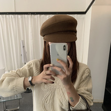 凉芳八角帽女秋冬新款覆古英伦鸭舌帽子潮海军画家八角帽贝雷帽