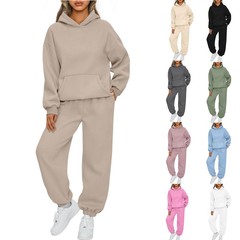 新欧美亚马逊女士两件套休闲连帽衫宽松休闲运动长裤运动服女套装