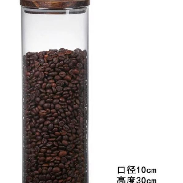 Mango Acacia Tanque sellado con tapa de madera Botella de vidrio con alto contenido de borosilicato Almacenamiento de bocadillos Tanque de almacenamiento de granos de café Lata de té resistente al calor