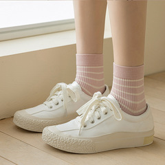 條紋襪子女士中筒襪高橡筋長筒堆堆襪春秋百搭ins潮流百搭學生襪