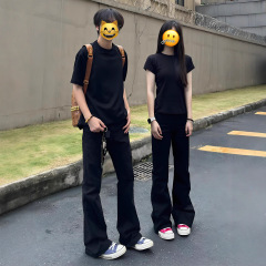 黑色微喇牛仔裤男vibe显瘦直筒痞帅高级感裤子美式复古高街长裤
