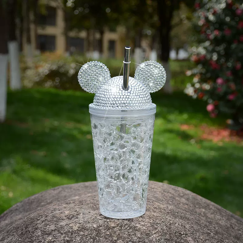 饮料杯DIY冰沙杯摇摇沙冰杯夏日冰杯双层塑料吸管杯