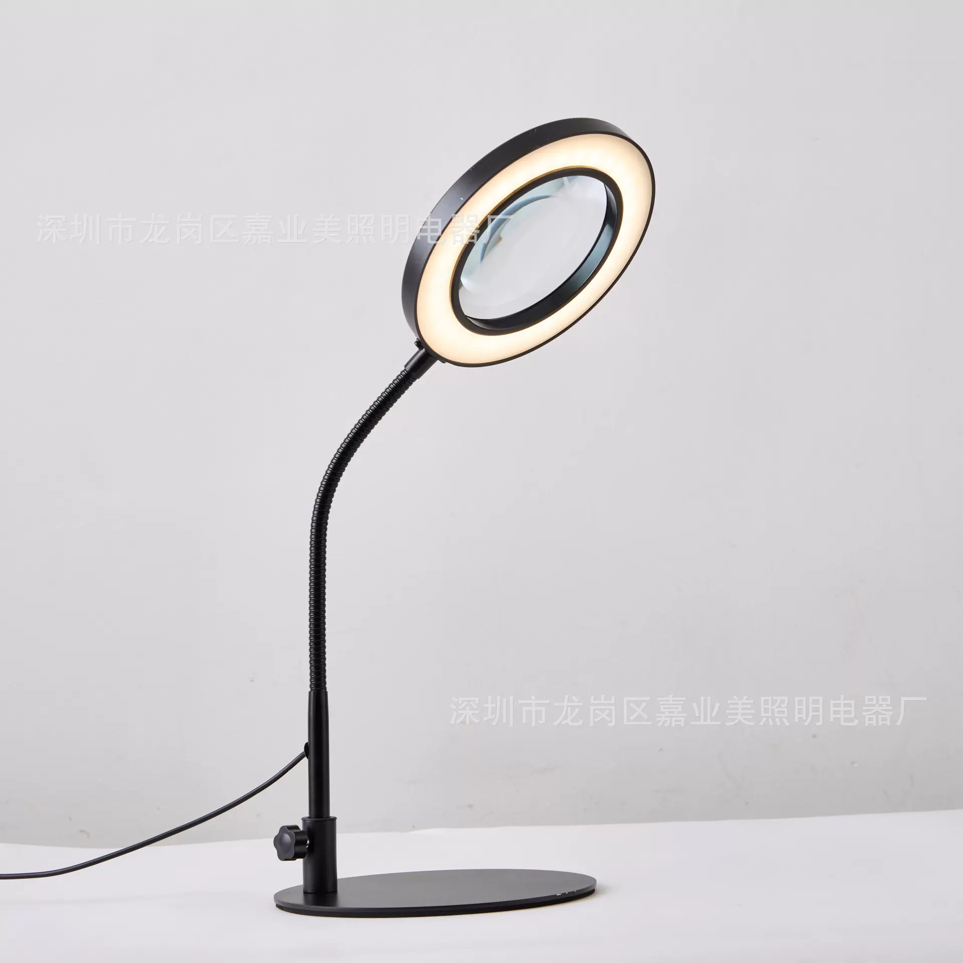 新款放大镜台灯LED护眼阅读美甲纹绣灯桌面可调节鵝颈软管夹子灯