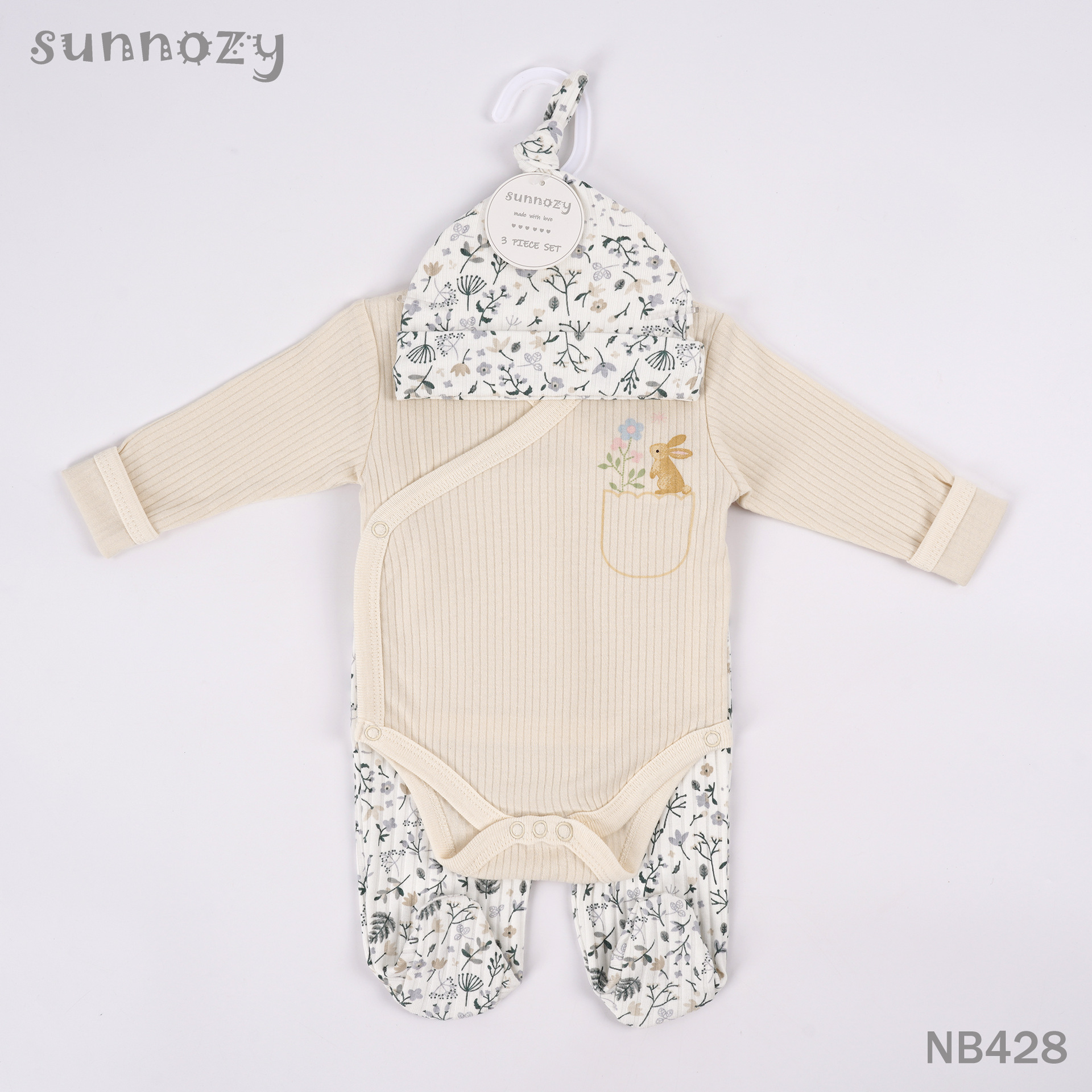 Algodón de manga larga tres piezas de otoño y invierno baby overcoat bolsas de calzado recién nacidos con pies chaqueta gorra pantalón conjunto