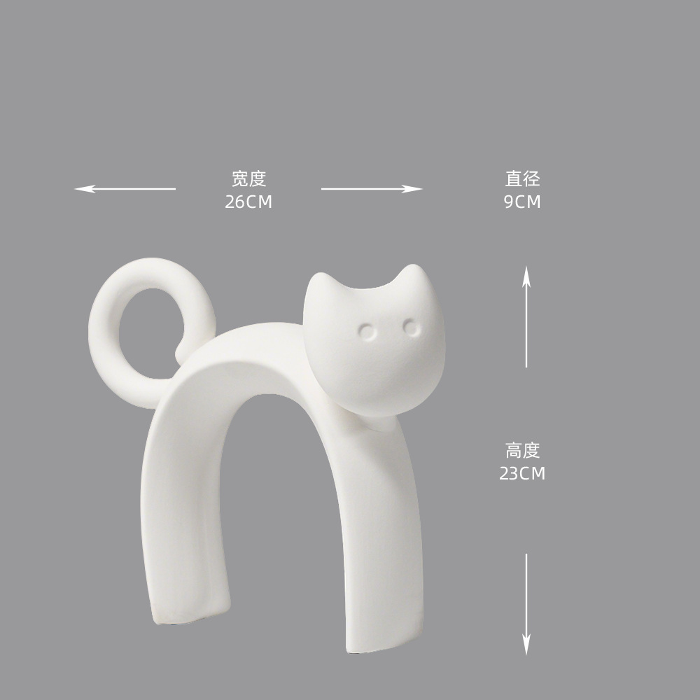 Adorno de Gatito para Escritorio de Cerámica Decorativo para Sala de Estar y Mueble de TV