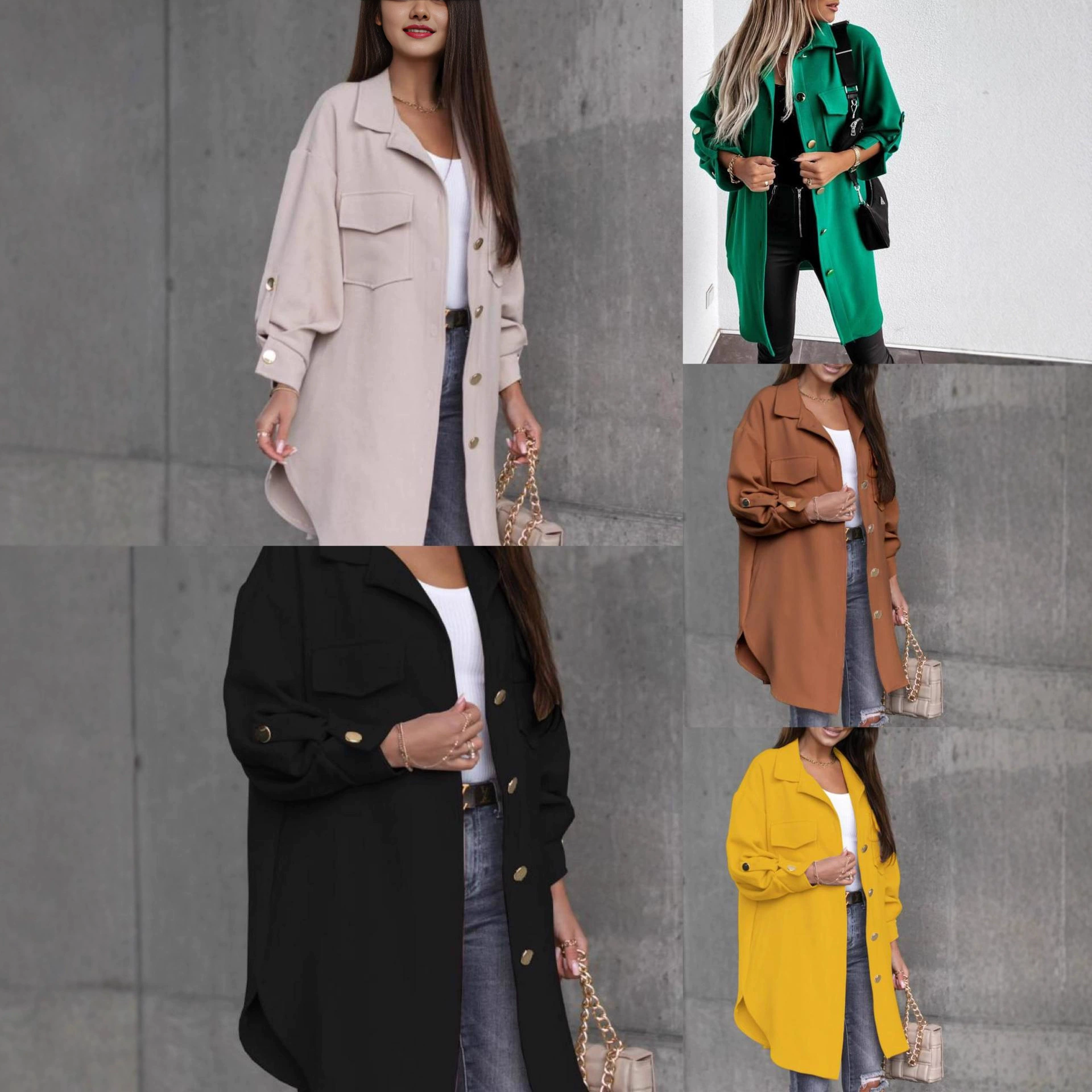 Amazon AliExpress осень-зима Новое Европейское и американское украшение на рукавах на пуговицах пальто средней длины