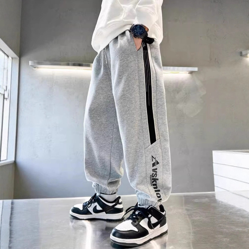 Boys' Sweatpants Spring and Autumn 2025 New Big Kids Pants Children's Autumn and Winter Fleece-Lined Girls' Sports Pants Autumn Long Pants