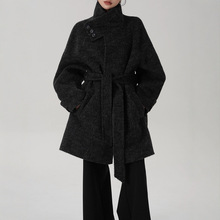 YueJuXing 气质高级感中长款宽松立领羊毛大衣毛呢外套秋冬新款女