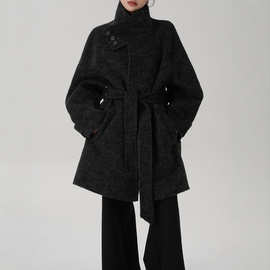 工厂2025气质高级感中长款宽松立领羊毛大衣毛呢外套秋冬新款女装