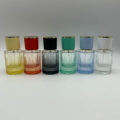 卸売り30ml縦縞香水瓶カラー携帯香水分注瓶ガラス噴霧瓶サンプル空瓶現物