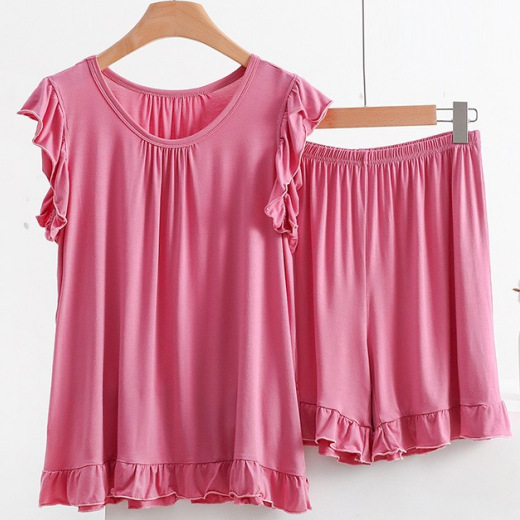 Vest shorts home clothing set 200kg modal two-piece women's summer large size lace pajamas loose thin