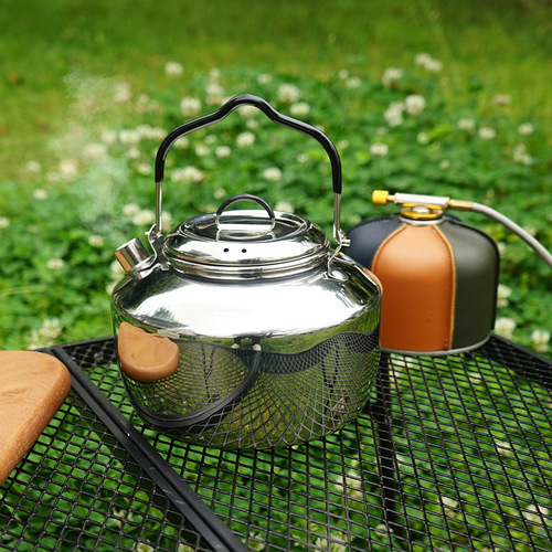 Outdoor camping large capacity 1.5L kettle 304 stainless steel picnic portable teapot self-driving camping coffee pot