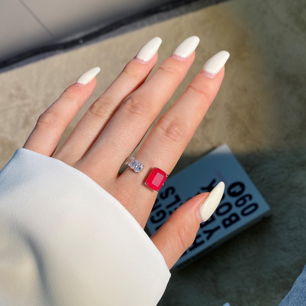 Fashion Square Sterling Silver Plating Inlay Zircon Open Ring 1 Piece