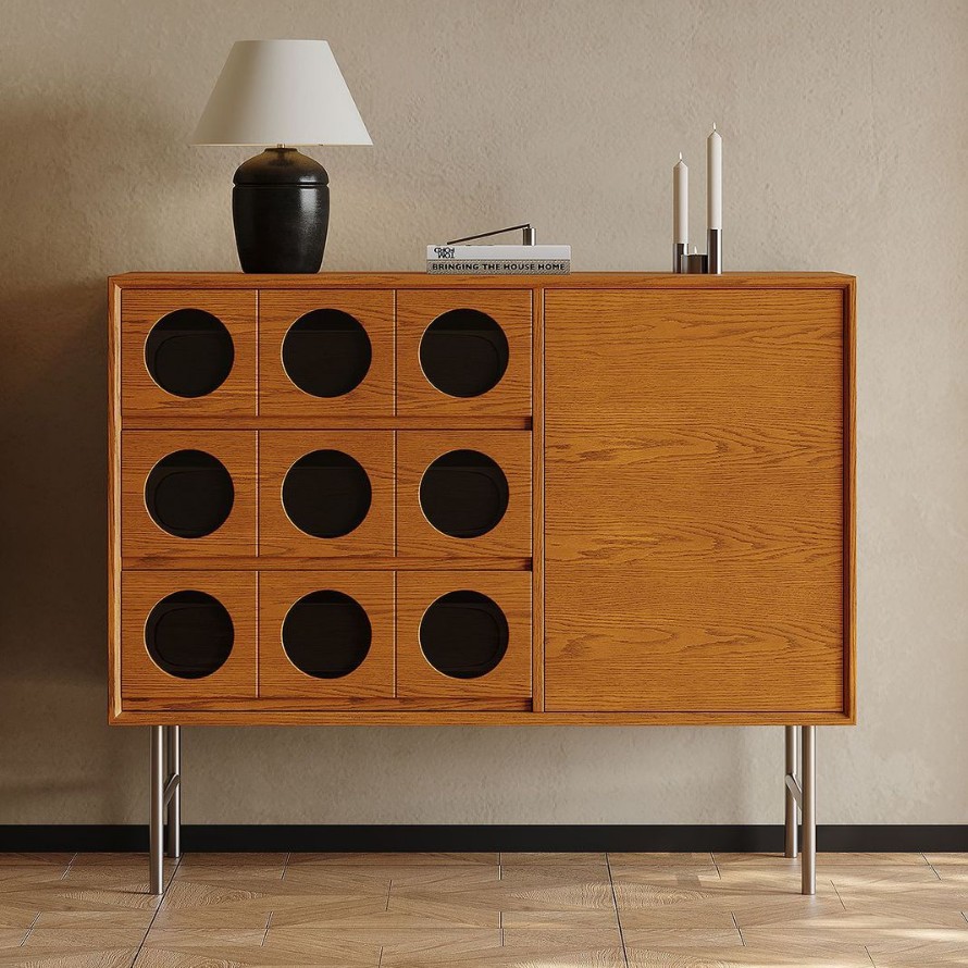 Medieval Style Solid Wood Sideboard Cupboard Against the Wall Bedroom Living Room Home Storage Storage Entrance Hall Bauhaus Drawer Cabinet