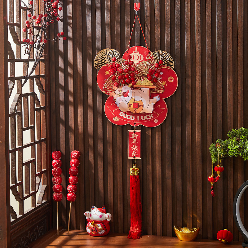 Chinese New Year Hanging Decorations – Dragon Zodiac & Lucky Red Fruit Ornaments With Traditional Knots For Indoor Festive Decor_voghion.com