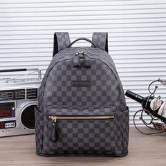 卸売スポット新しいメンズバックパックチェック柄レザーバックパック大学生バッグビジネスコンピュータバックパック