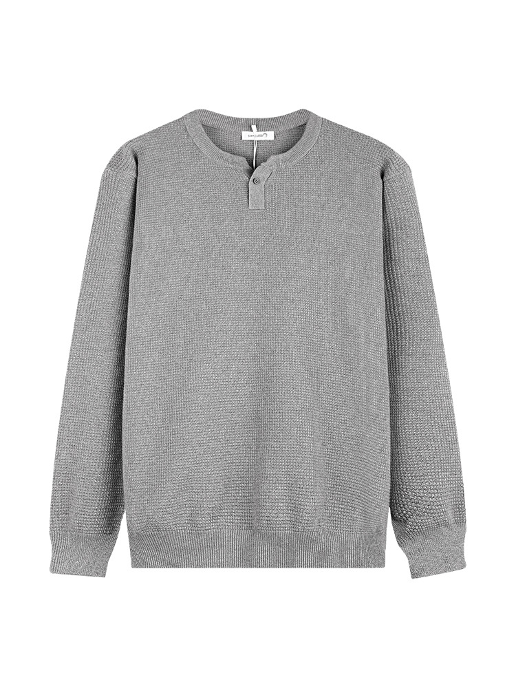 Otoño y invierno moor lana jersey hombre suéter de tendencia Henry pequeño cuello V con camiseta de fondo para hombre