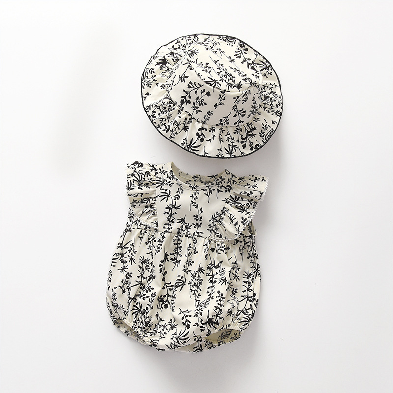 Two-piece set of summer newborn baby girl triangle sleeveless hat princess summer foreign trade cross-border