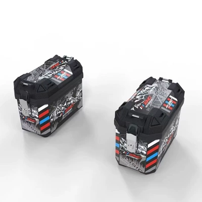 Motorcycle Electric Vehicle Universal Motorcycle trunk - 28l-chixing-black-saddlebags-integrated-bracket