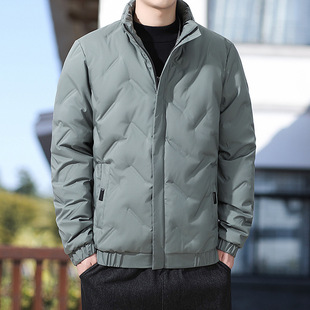 Down Jacket Men's 2025 Winter New Short Style Fleece-Lined Thickeneded Lightweight Korean Style Trendy Men's Stand Collar Jacket for Men